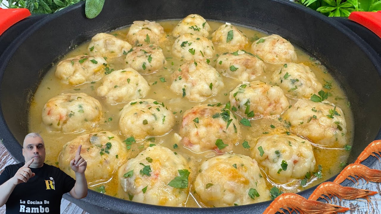 Albóndigas de Merluza y Gambones en salsa 🤩Muy JUGOSAS - Receta FÁCIL🐟 BRUTAL