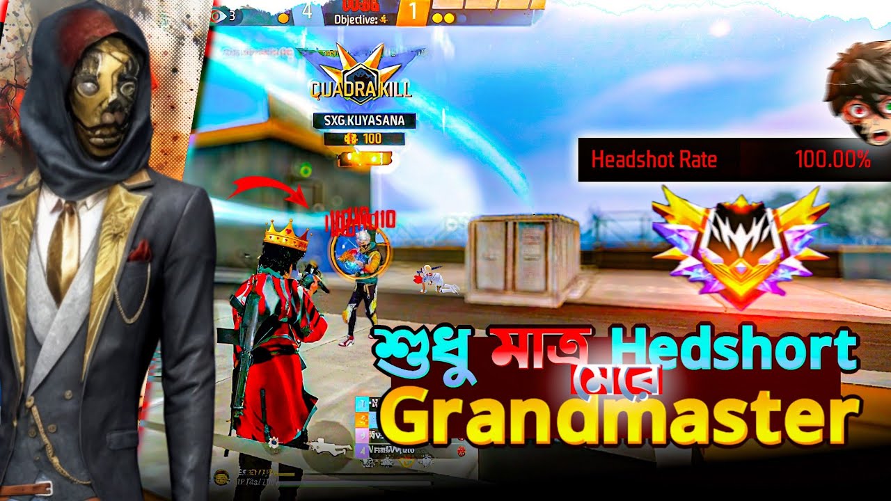 শুধু মাত্র Hedshort মেরে Grandmaster Done..!🔥 | Free fire Bangladesh