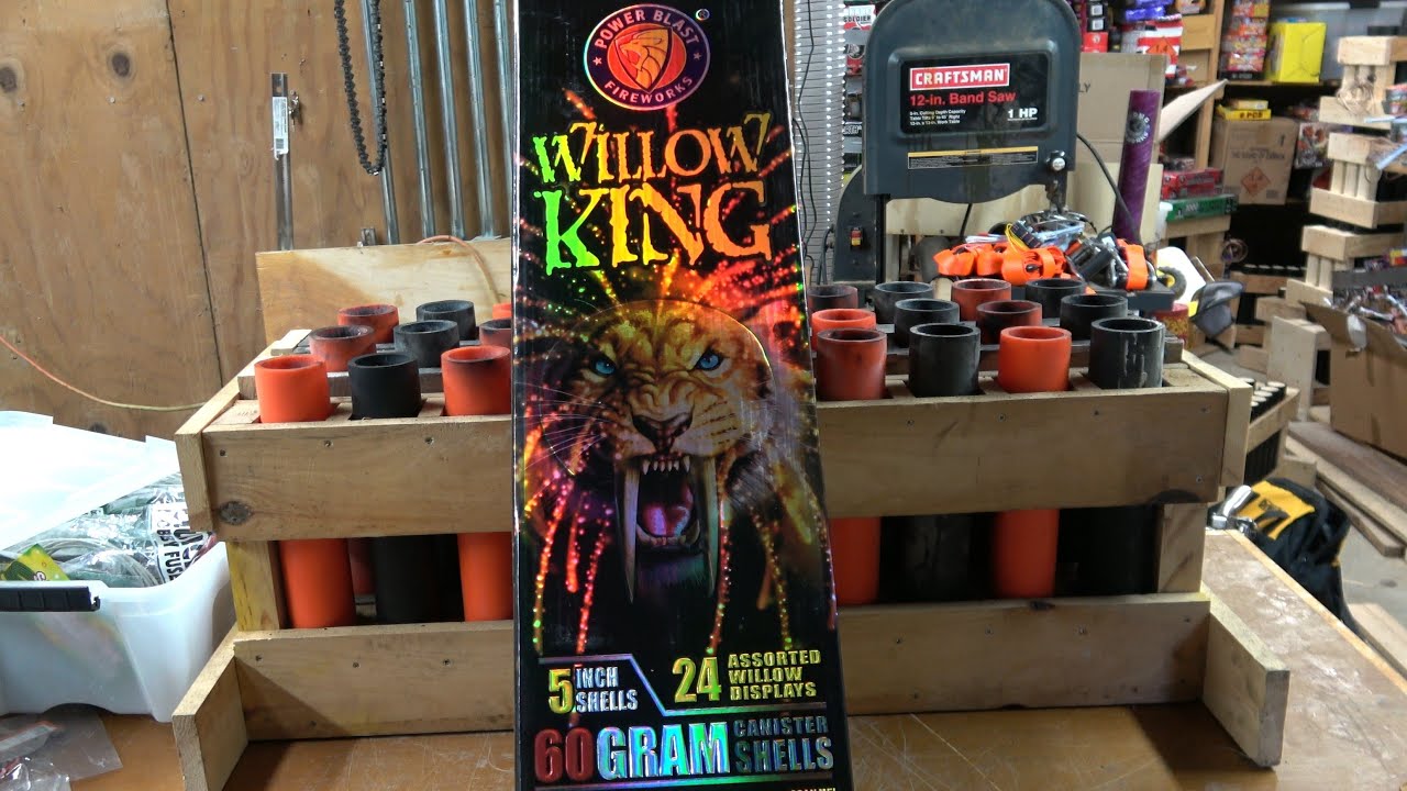 Willow King canister shells by Pyro Blast Fireworks - YouTube