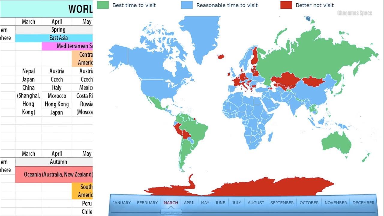 WORLD TRAVEL CALENDAR & MAPBest Time to Travel/ Global Tourist Office