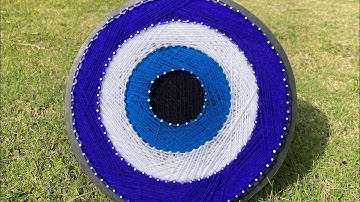 Evil Eye StringArt 🧿🤞🏻#stringartcrafts #colors #art #artfashion #craft #youtube  #viral 💙🤍🩵🖤