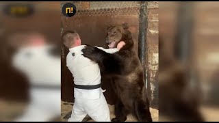Пермский спортсмен поборолся с медведем на видео