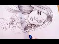 How to draw a girl with Flower - step by step || Drawing tutorial for beginners  || Pencil Sketch