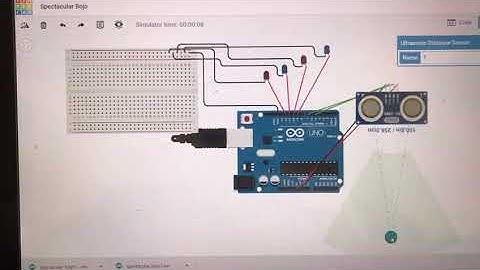 LEDs switching with Ultrasonic sensor - Arduino Tinkercad circuits