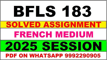 BFLS 183 solved assignment 2025 in FRENCH || BFLS 183 solved assignment 2025 || ignou BFLS183 2025