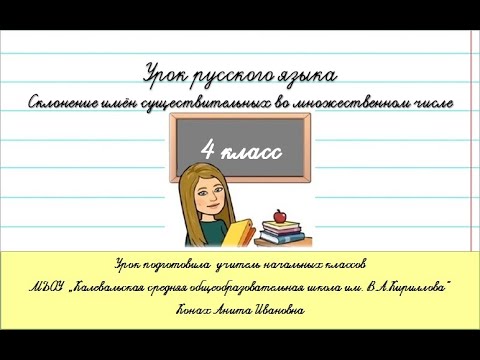 Склонение имён существительных во множественном числе.Урок русского языка. 4 класс.