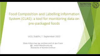 Food Composition and Labelling Information System CLAS - Masa Hribar