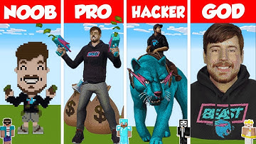Minecraft MrBeast STATUE HOUSE BUILD CHALLENGE - NOOB vs PRO vs HACKER vs GOD / Animation