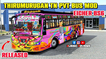 🎀🤩Thirumurugan Tn Pvt Bus Mod Released😍Eicher Bs6 Bus Mod😎