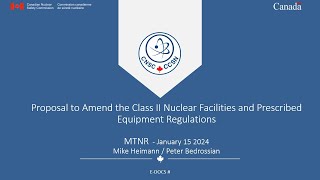 Webinar: Class II Nuclear Facilities and Prescribed Equipment Regulations