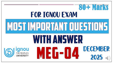 MEG 04 important questions answer for ignou december exam 2025 | Aspects of novel