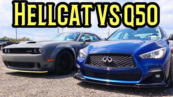 Q50 VS hellcat CHALLENGER  at track