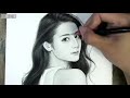 铅笔素描唯美东方女性 | Graphite Pencil Drawing oriental women