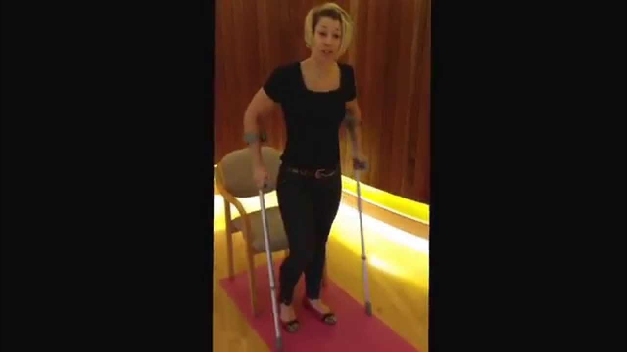How to sit down using crutches, the correct way! Then going from sit to