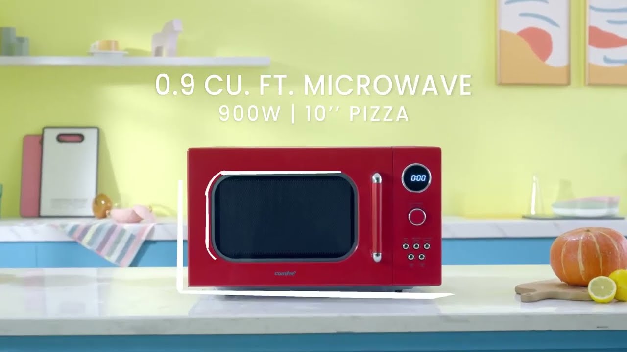 COMFEE' Retro Small Microwave Oven With Compact Size, 9 Preset