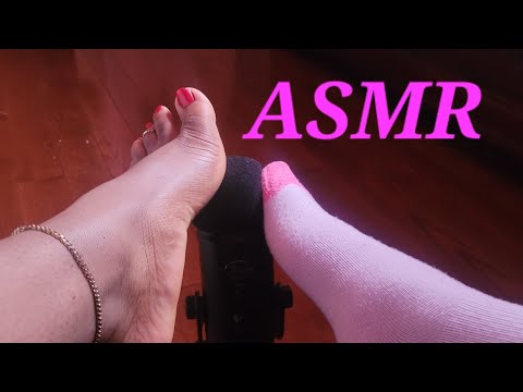 ASMR - Socked feet and Barefeet sounds (with Mouth Sounds)