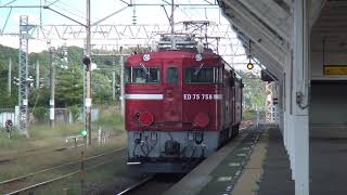 東北本線 白河駅 EF8197牽引ED75758 AT出場配給通過 2021.09.10