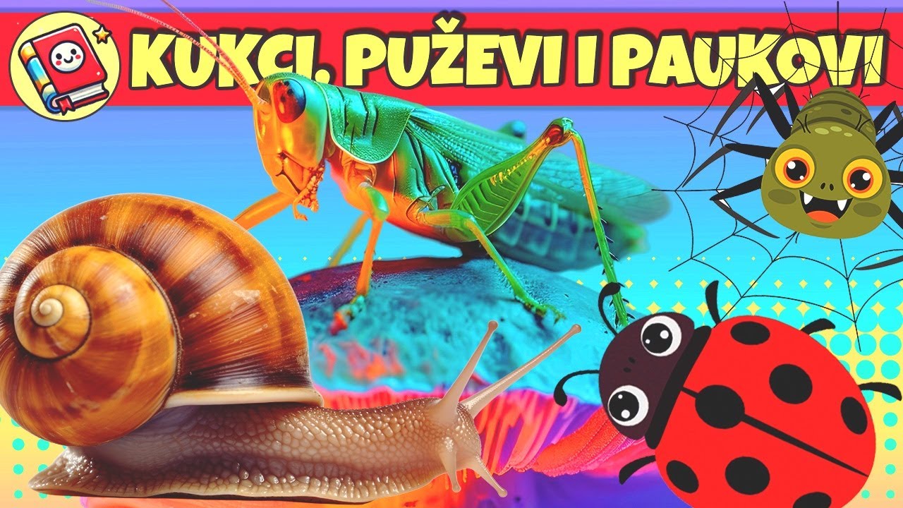Učimo Kukce, Paukove i Puževe 🎴 Edukativni Video za Djecu s Flash Karticama i Stvarnim Životinjama