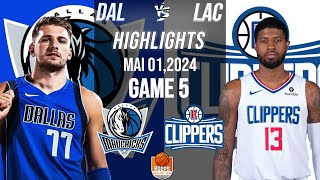 Dallas Mavericks vs Los Angeles Clippers Game 5 Full Highlights | 2024 WCR1 |