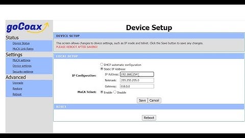 How to setup access to goCoax WF-803M MoCA 2.5 adapter web-based interface menu
