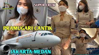 Pesawat SUPER JET AIR INDONESIA, IU 880 Jakarta-Medan. Pramugari Cantik Super Air Jet Terbaru