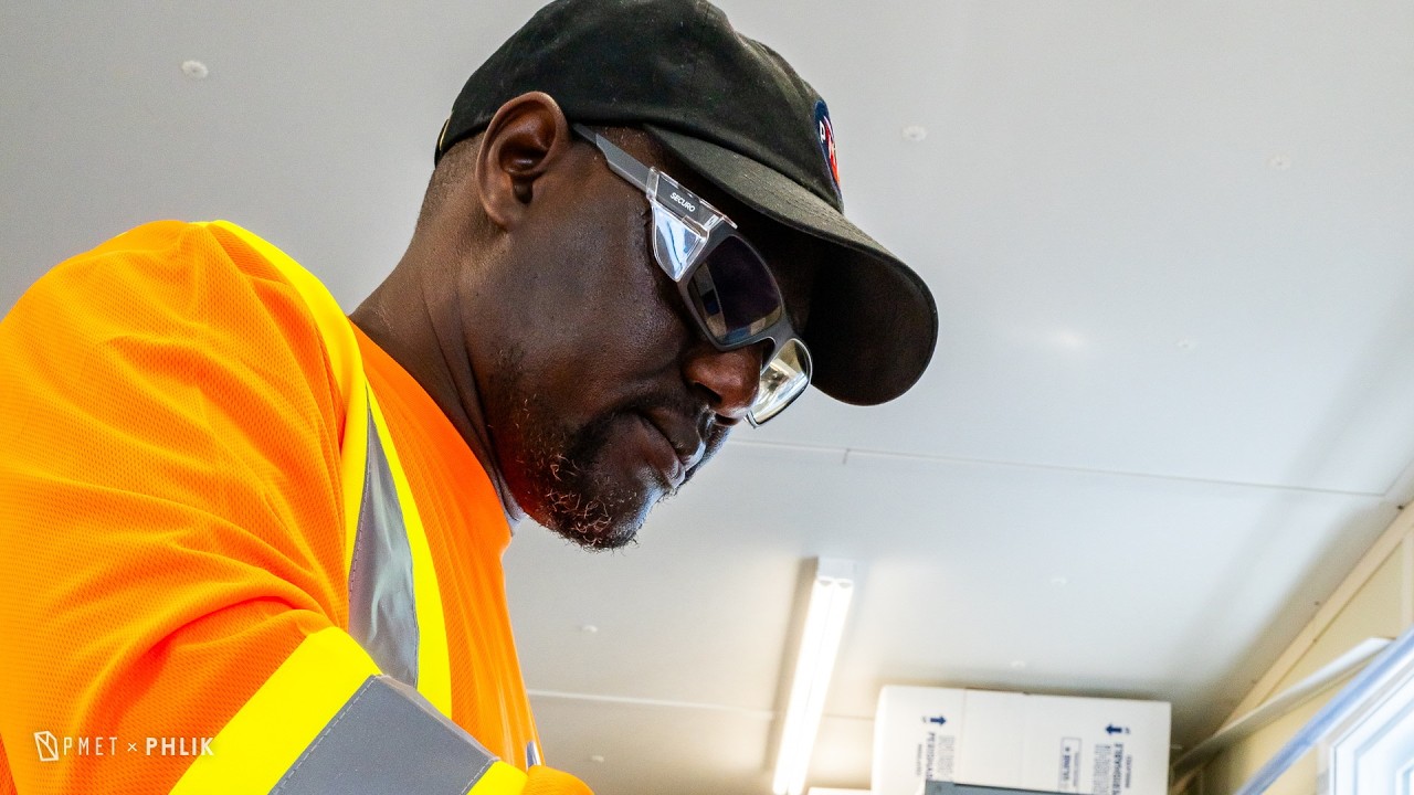 Habib Sylla working in the water lab