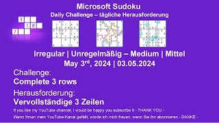Sudoku Daily Challenges | Irregular – Medium | May 3rd, 2024