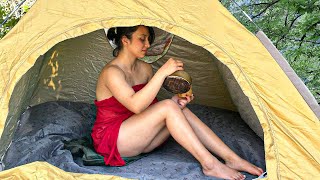 SOLO ASMR CAMPING🏕: LONELY YOUNG GIRL RELAXING IN THE TENT WITH THE SOUNDS OF NATURE🥰