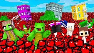 Mikey Family and JJ Family Survive The Heart Flood in Minecraft (Maizen)