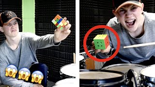 Solving A Rubik's Cube While Playing The DRUMS!