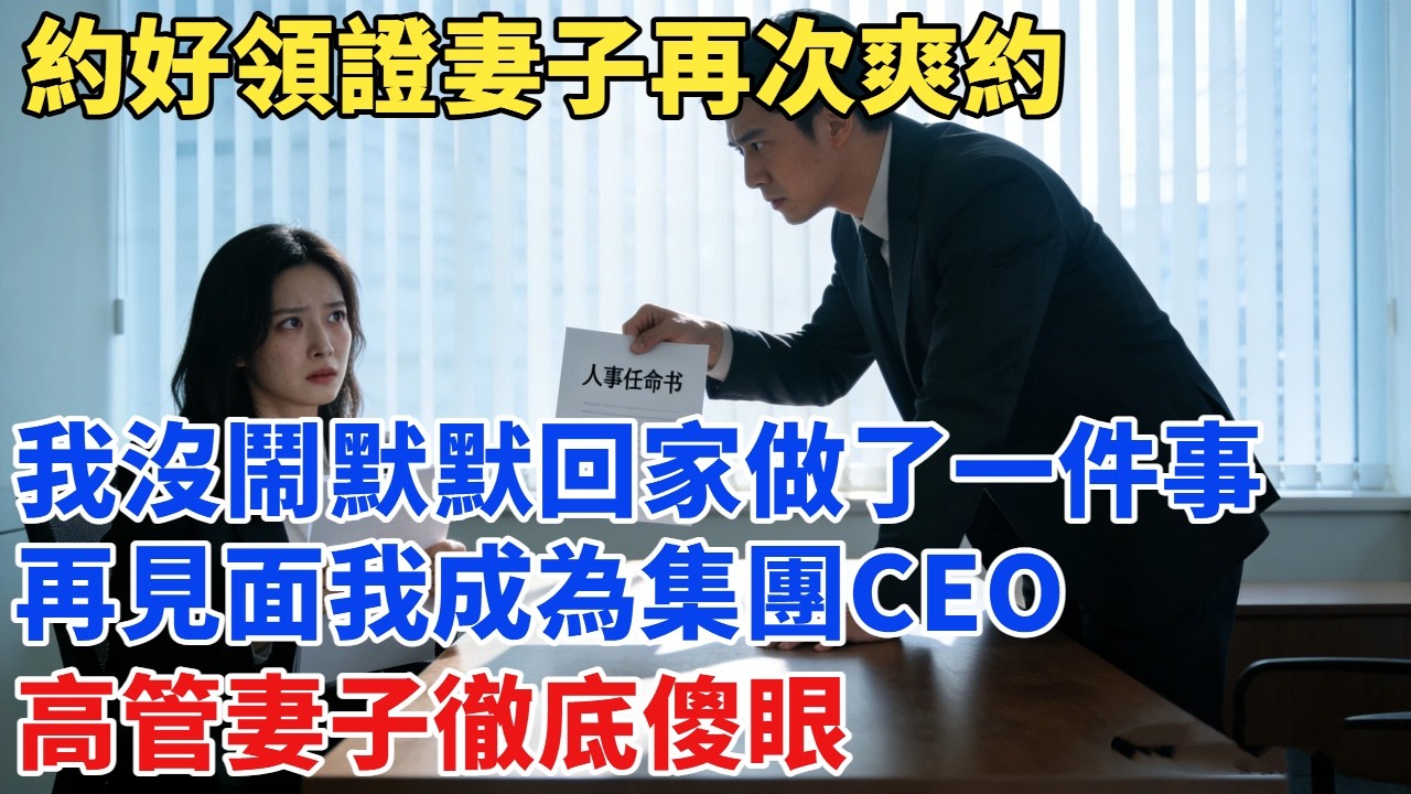 約好領證妻子再次爽約，我沒鬧默默回家做了一件事，再見面我成為集團CEO，高管妻子徹底傻眼：這不可能 #故事#奇聞#故事分享#為人處世#奇聞異事#情感#情感故事