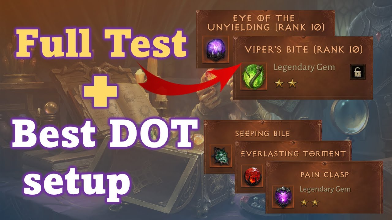 Viper s Bite Eye Of Unyielding Gem Test Best DOT Gem Setup Diablo Viper s bite eye of unyielding gem test best dot gem setup diablo