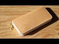 Make a handmade natural leather zipper wallet/FREE PATTERN/LEATHERCRAFT TUTORIAL
