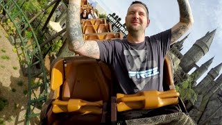 Flight of the Hippogriff on-ride ridercam reverse POV Universal Studios Hollywood