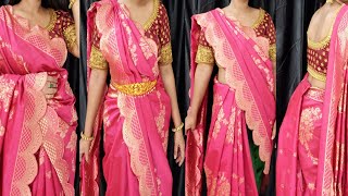 how to wear perfect dhoti style saree/ nauvari saree wearing pant style saree IndoWestern saree drap screenshot 5