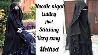 Butterfly hoodie niqab / long hoodie niqab / hijab cutting and stitching / हूडी निकाब क़ैसे बनाय