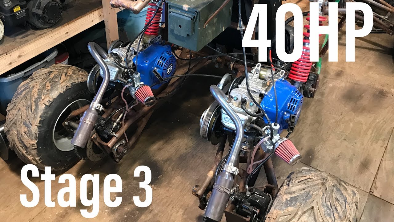 stage 3 performance parts on the dual engine go kart YouTube