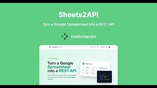 Sheets2API - sheets2api.pro
