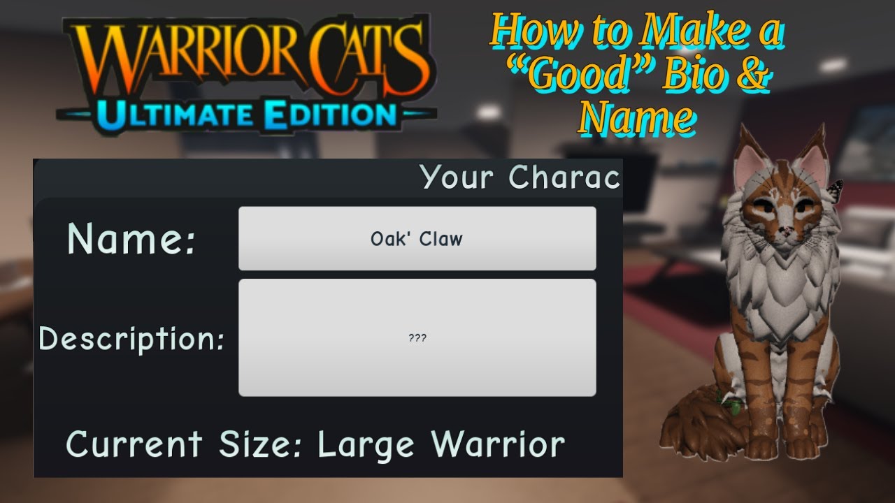 Hello I'm new to this app and I have decided to have you help me name my  new oc I made on Roblox warrior cats:ultimate edition as my introduction to  this place