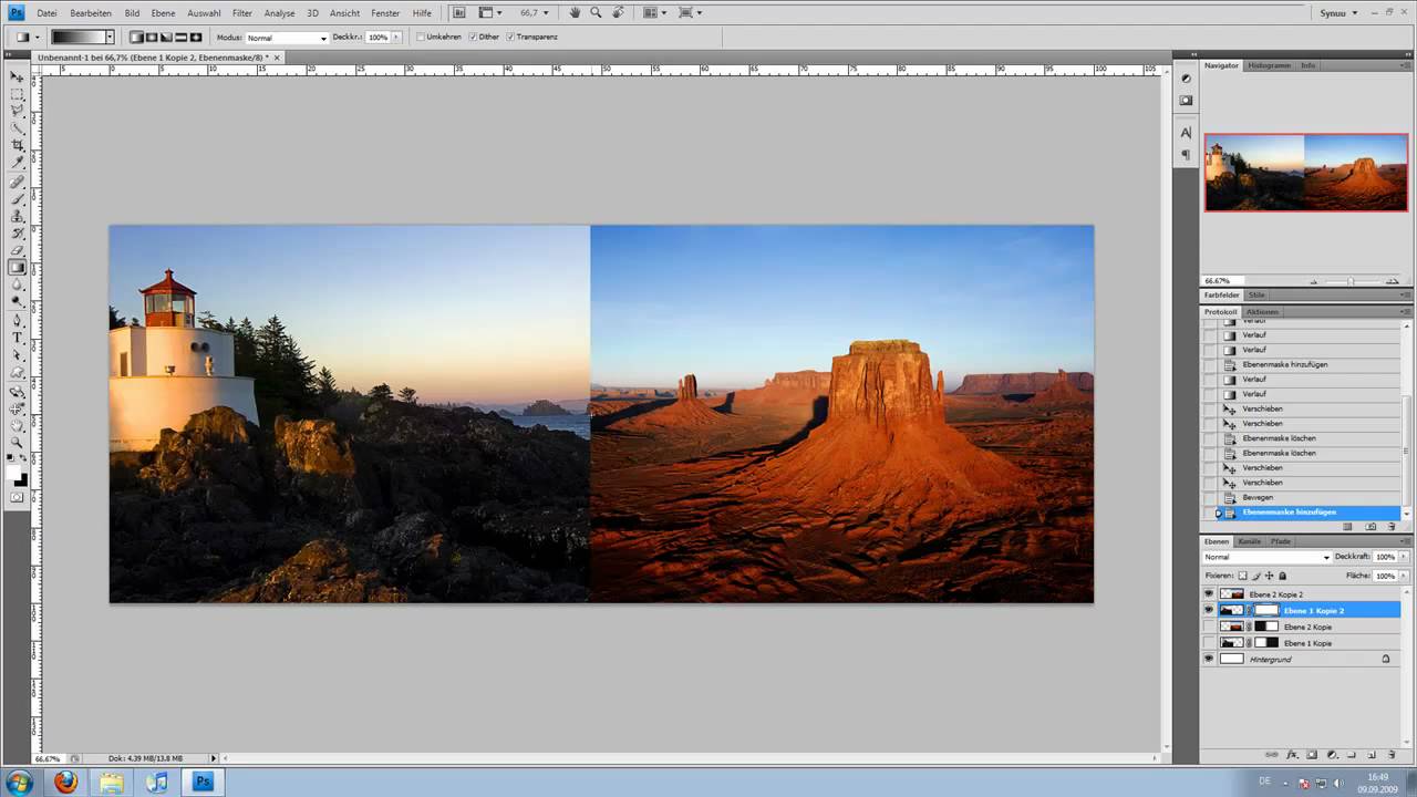 Adobe Photoshop Tutorial Bildubergang 2 Bilder Kombinieren Youtube