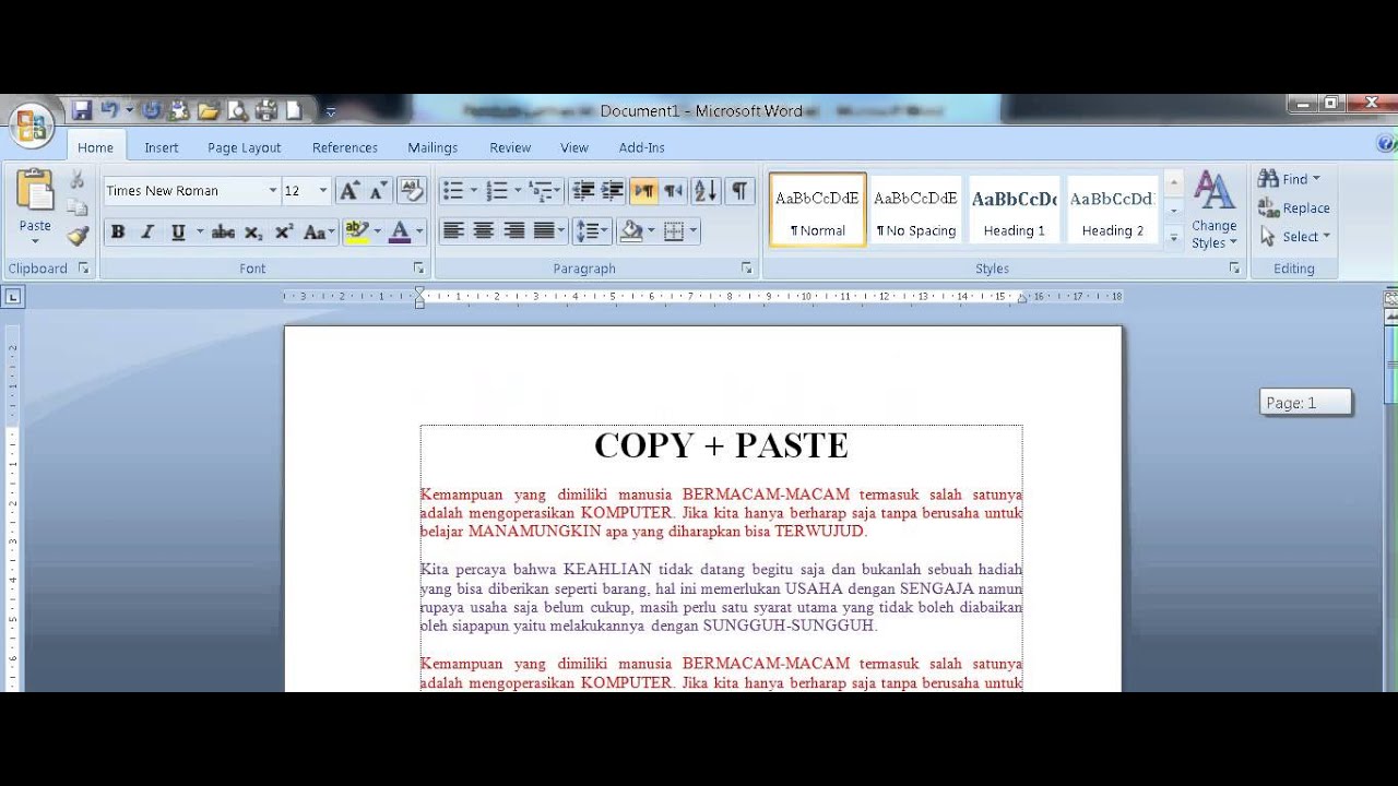Cara Copy Paste Di Microsoft Word - Youtube