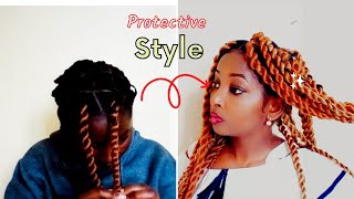 How to do makeba twist using 3strand twist method/DIY no rubber bands/hair quick fix 2022