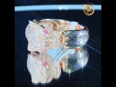 Nhẫn Cartier Đầu Báo 3D đính full đá MOISSANITE