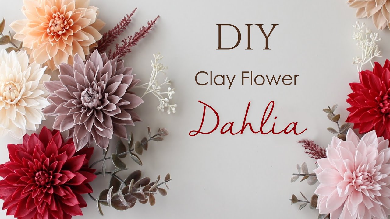 DIY How to make clay flower Dahlia - YouTube