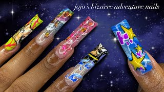 JoJo’s Bizarre Adventure Nails!⭐️🌈🦋| press-on nails + anime talk!💕✨