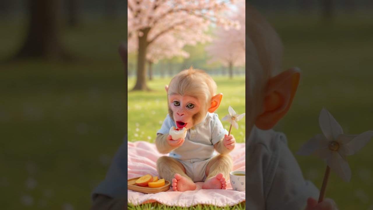Baby Monkey Eats Dessert for the First Time 🍰 His Reaction Is Everything 😂 