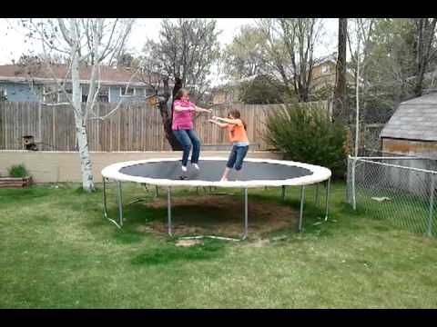 Mom on trampoline - YouTube