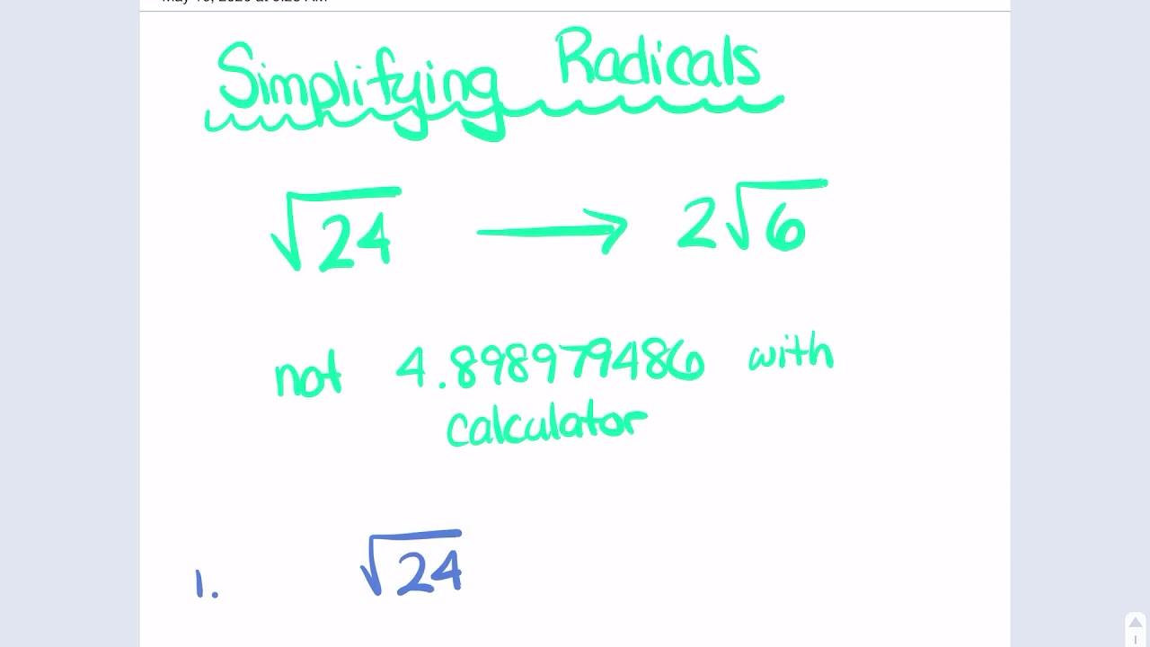 Simplifying Radicals Youtube