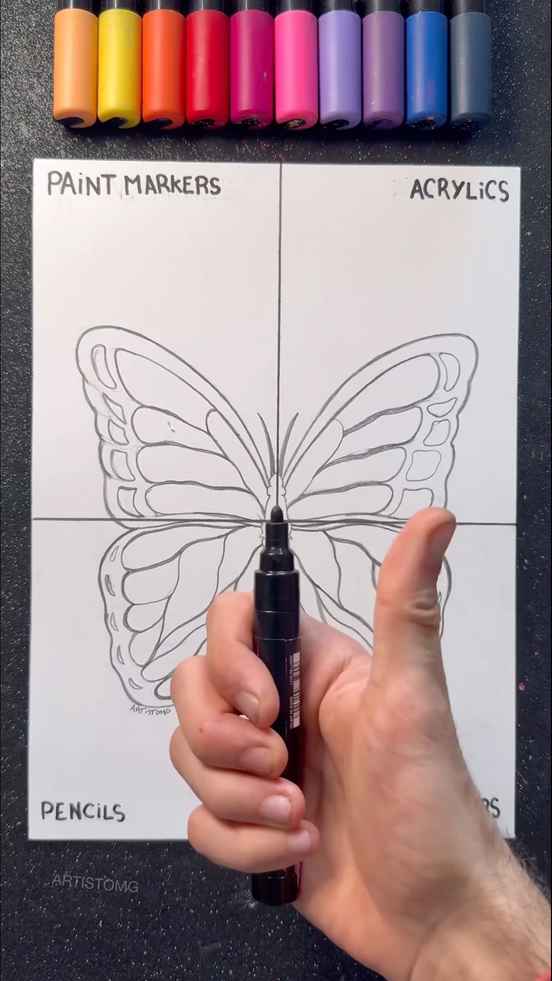 Butterfly with Paint Markers! ?✨? || Stay tuned for the 2nd Technique! ? #art #vs #shorts