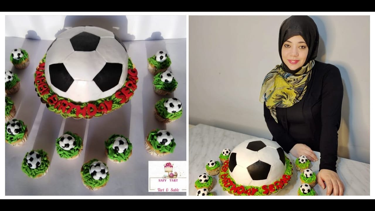 تحفة تورتة كرة القدم نصف دائرة من غير قالب مخصوص ⚽🎂